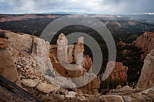 Bryce Canyon Hoodoos under cloudy sky