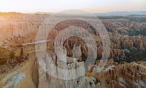Bryce Canyon National Park, amphitheater from inspiration point at sunrise Utah, USA
