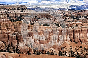 The Bryce Canyon National Park, geological environment with thousands of rust-brown rock formations, the view is phenomenal.