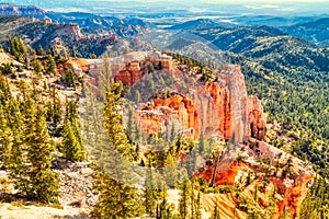 Bryce Canyon National Park during a Sunny Day, View from Farview Point, Utah