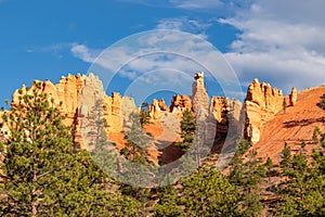 Bryce Canyon - Scenic view of  hoodoo sandstone rock formation towers on Queens Garden trail in Bryce Canyon National Park, Utah