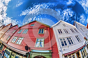 Bryggen street with colorful houses, UNESCO World Heritage Site, Norway