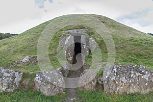 Bryn Celli Ddu prehistoric passage tomb. Entrance shown.