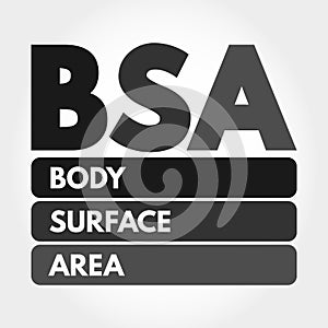 BSA - Body Surface Area acronym concept