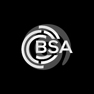 BSA letter logo design on black background. BSA creative initials letter logo concept. BSA letter design