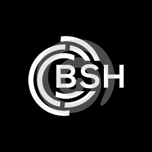 BSH letter logo design on black background. BSH creative initials letter logo concept. BSH letter design