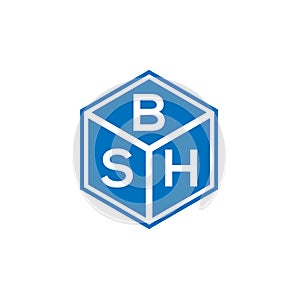 BSH letter logo design on black background. BSH creative initials letter logo concept. BSH letter design