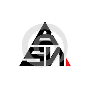 BSN triangle letter logo design with triangle shape. BSN triangle logo design monogram. BSN triangle vector logo template with red