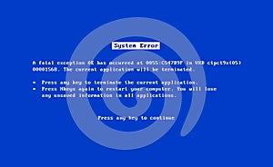 BSOD screen old 98 error crash software. Bluescreen death system pc bug, bsod screen photo
