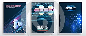 Ðbstract futuristic background with hexagons and hi-tech elements. Science, future concept