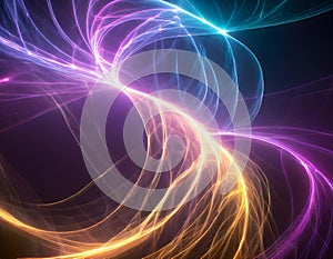 bstract glowing lines on a dark background, depicting energy and motion