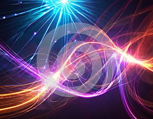 bstract glowing lines on a dark background, depicting energy and motion