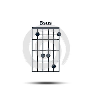 Bsus, Basic Guitar Chord Chart Icon Vector Template