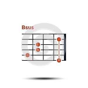 Bsus, Basic Guitar Chord Chart Icon Vector Template