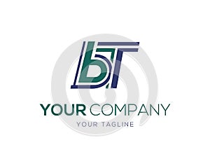 BT initials logo letter design.