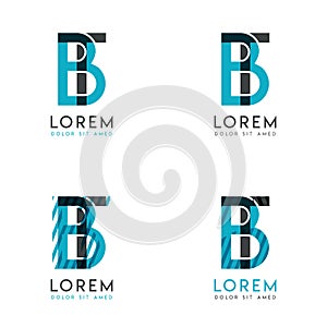 The BT Logo Set of abstract modern graphic design.Blue and gray with slashes and dots.This logo is perfect for companies, business