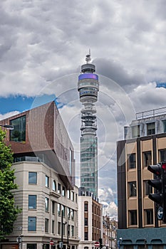 BT tower over modern architecture, London, Great Britain photo