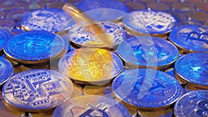 BTC bitcoin crypto money value symbol are spinning