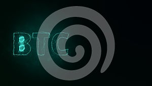 BTC title with plexus effect. Connected lines with dots. Lines title plexus