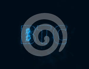 BTC title with plexus effect. Connected lines with dots. Lines title plexus