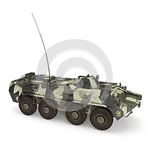 BTR-80 amphibious armoured personnel carrier on white. 3D illustration