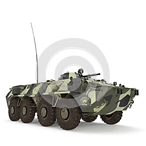 BTR-80 amphibious armoured personnel carrier on white. 3D illustration