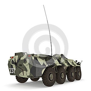 BTR-80 amphibious armoured personnel carrier on white. 3D illustration