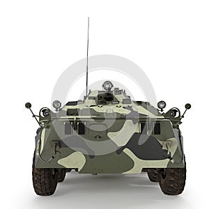 BTR-80 amphibious armoured personnel carrier on white. Front view. 3D illustration