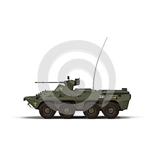 BTR-80 wheeled armoured vehicle personnel carrier on white. 3D illustration