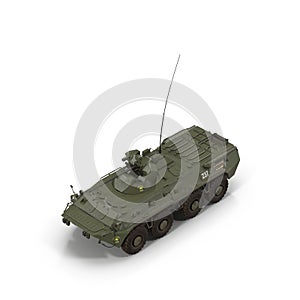 BTR-80 wheeled armoured vehicle personnel carrier on white. 3D illustration