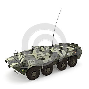 BTR-80 amphibious armoured personnel carrier on white. 3D illustration photo
