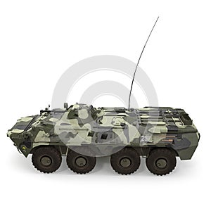 BTR-80 amphibious armoured personnel carrier on white. Side view. 3D illustration photo