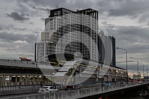 BTS Skytrain on Talat Phlu station, BTS Skytrain is a mass transit system in Bangkok to help facilitate and speed the journey