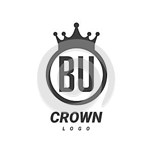 BU B U Letter Logo Design with Circular Crown