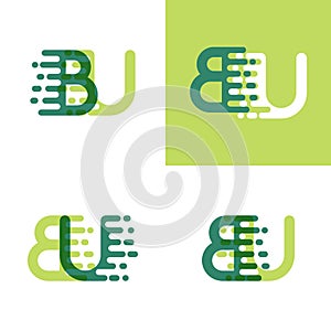 BU letters logo with accent speed in light green and dark green
