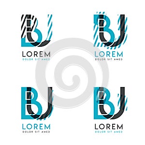 The BU Logo Set of abstract modern graphic design.Blue and gray with slashes and dots.This logo is perfect for companies, business