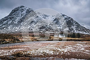 Buachaille Etive Mor and the iconic white cottage in Glencoe.