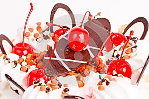 Buatiful cake with red cherry