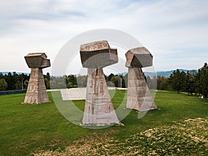 Bubanj park in monument in Nis, Serbia aerial view photo