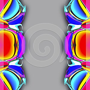 Bubble abstract border,multicolored,on a grey gradient background,copy space,vertical