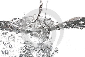 Bubble air of pour water isolated with white background.