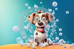 Bubble Bath Bliss for a Cute Puppy - Generative AI