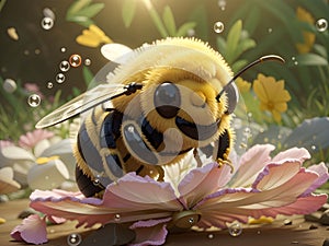 Bubble Bee Serenade: Nature\'s Tiny Aviator in Flight