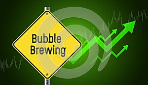 Bubble Brewing business text message on signboard. Business graph , arrows and growth concept. photo