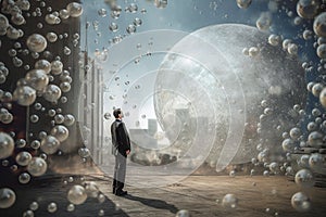 Bubble Burst: An Illustration of the Economic Bubble Bursting. Ai generated