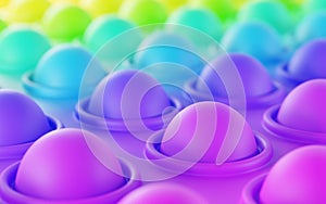 Bubble colorful geometric background. Anti-stress toy pop it. Simple dimple push sensory fidget, point fingers in round