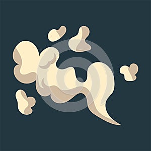 Bubble explode smoke poof and cloud blow effect. Wind with cartoon gray fog and boom dust vector illustration. Puff icon and air