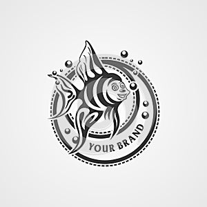 Bubble fish vector logo template design