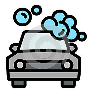 Bubble foam car wash icon, outline style