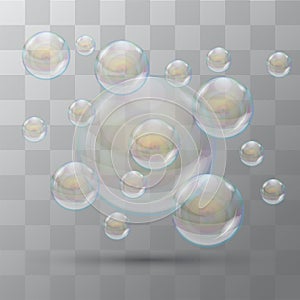 Bubble. Foam soap. Some bubbles on a transparent background. Vector bubbles.